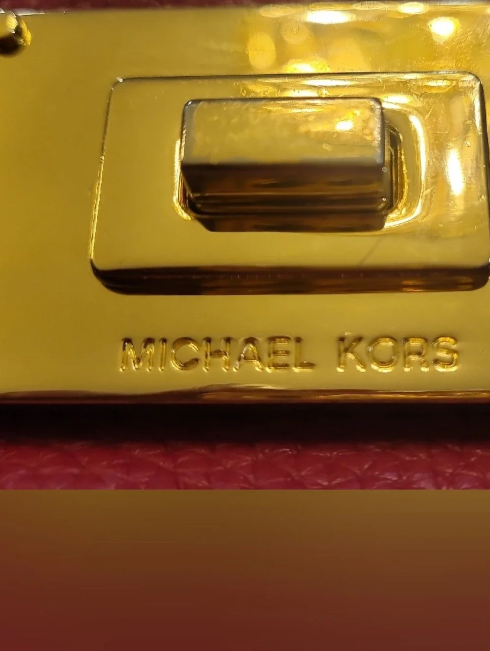 Michael Kors Cherry Pebbled Leather Clutch With Gold Hardware